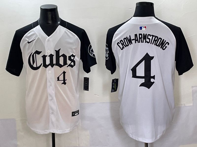 Men 2025 Chicago Cubs #4 Crow-Armstrong white black Five generations Joint Name Nike MLB Jersey style 6->chicago cubs->MLB Jersey